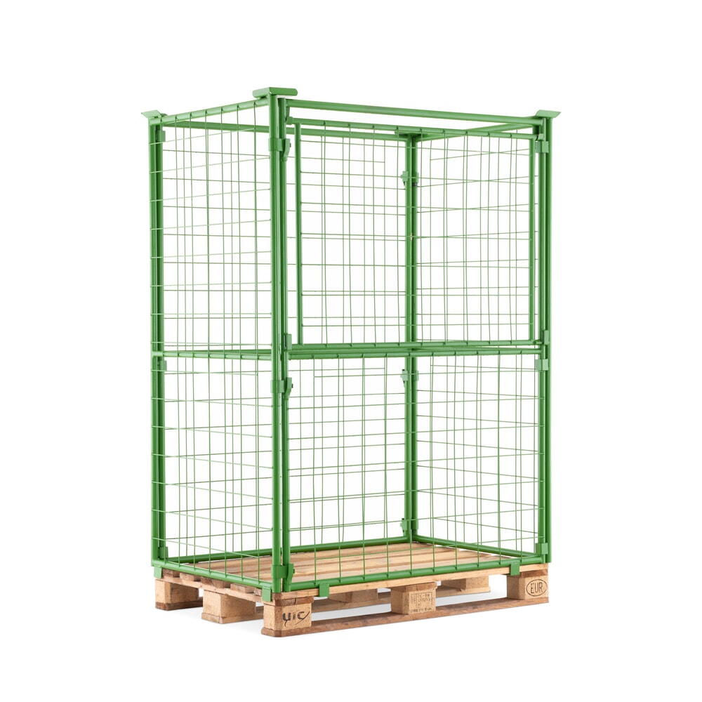 Illustration du produit: Rehausse de palette HEMMDAL avec clapet, mailles 100 x 100 mm, H x l x P 1 600 x 1 200 x 800 mm, vert mai