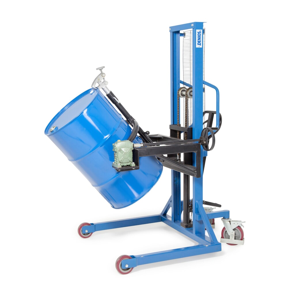 Illustration du produit: Retourneur de fûts 180°, capacité de charge 350 kg, levée par timon, hauteur de levée 0-1300 mm