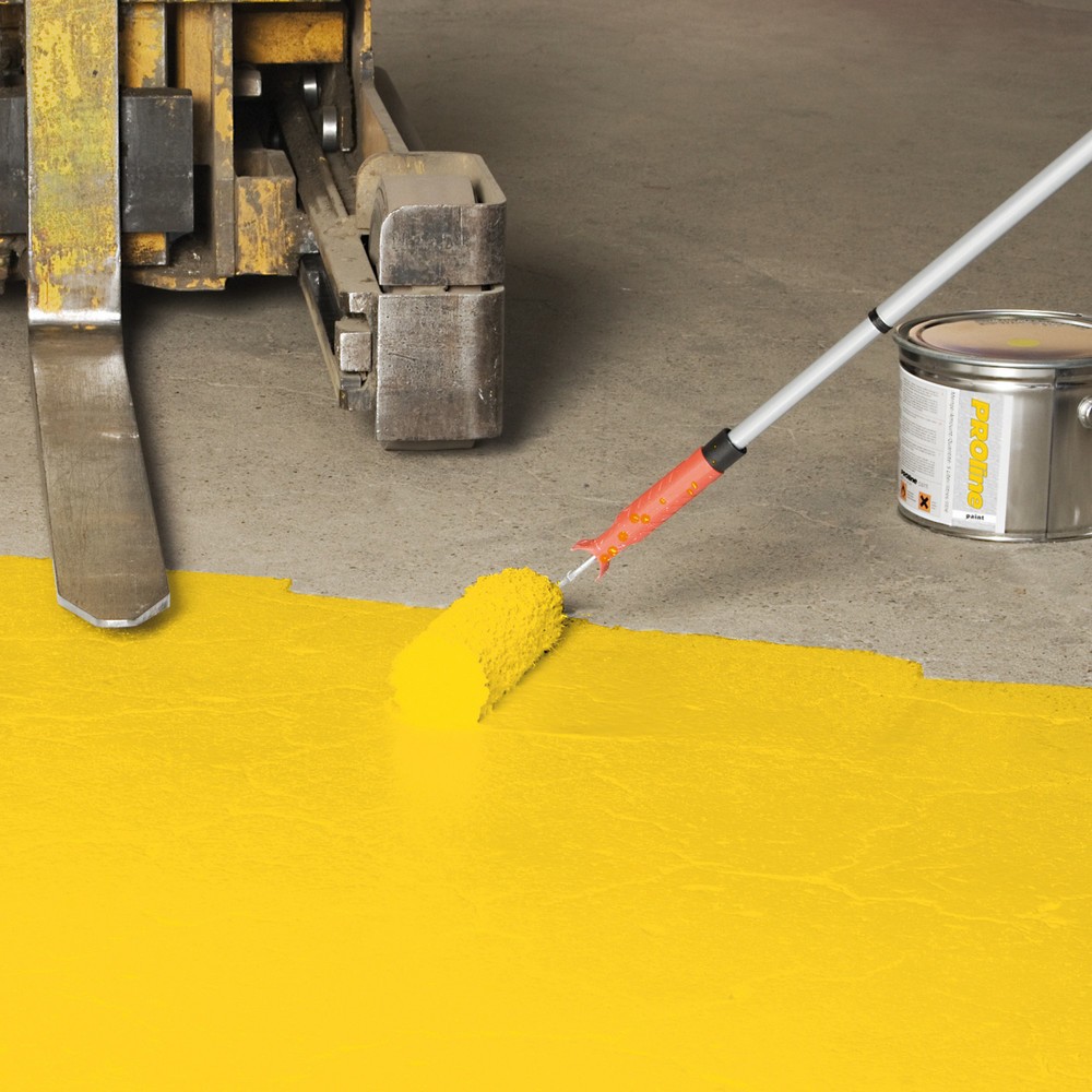 Illustration du produit: Revêtement pour hangar PROline-paint pour fortes sollicitations, 5 l, satiné, RAL 1003 jaune de sécurité