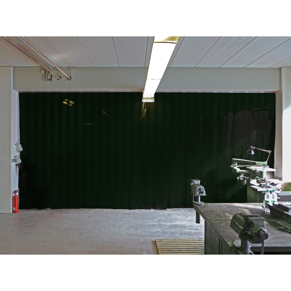 N° de l'image du produit 2 : Rideau à lamelles de protection pour soudeur, bandes 2x 300 mm se chevauchant de 54 mm, Hauteur 1 600 mm