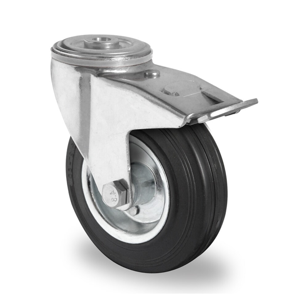 Illustration du produit: Roue directrice à trou dorsal avec blocage total ø 80 mm série SWS4 Palier à rouleaux