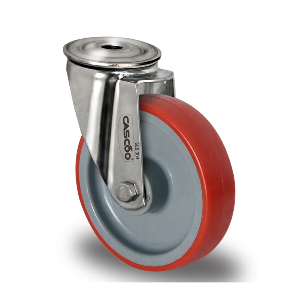 Illustration du produit: Roue directrice à trou dorsal ø 80 mm série N2U6 Palier à rouleaux en acier inoxydable