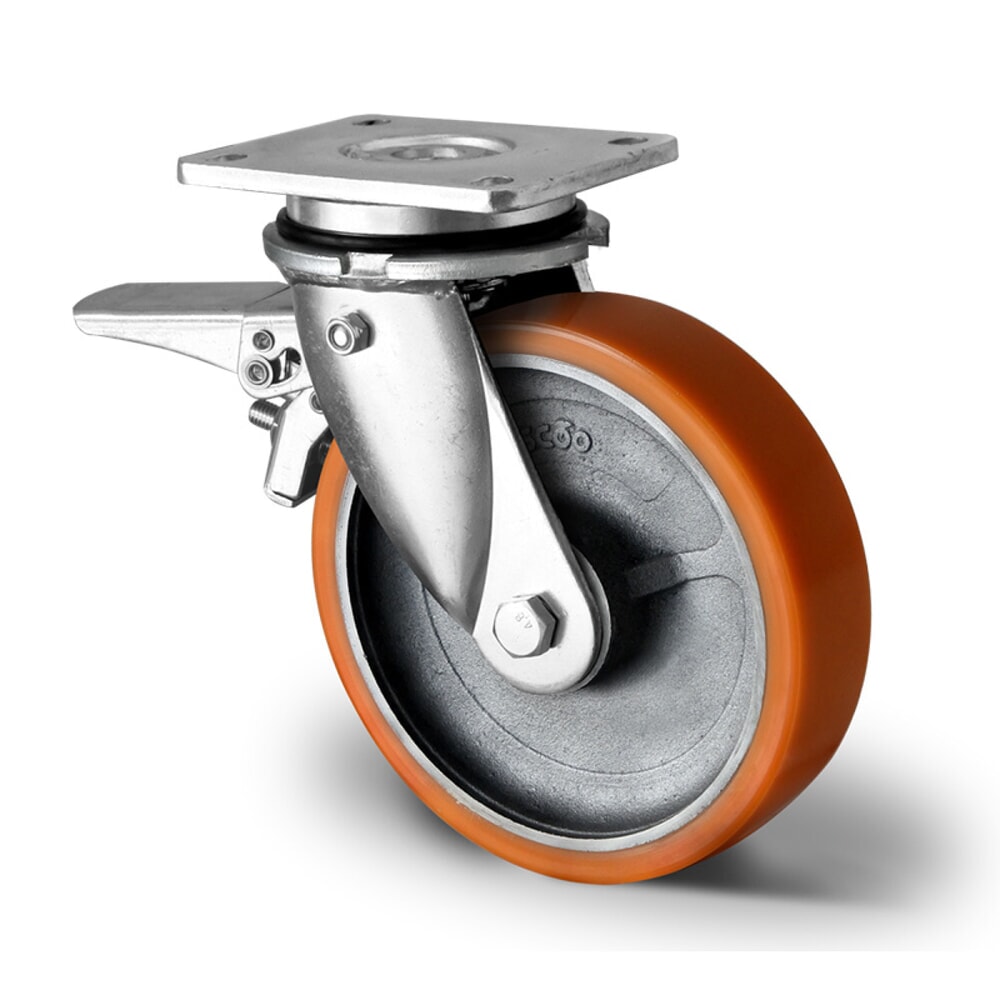 Illustration du produit: Roue directrice avec blocage total en amont ø 125 mm série I2U5 Double roulement à billes