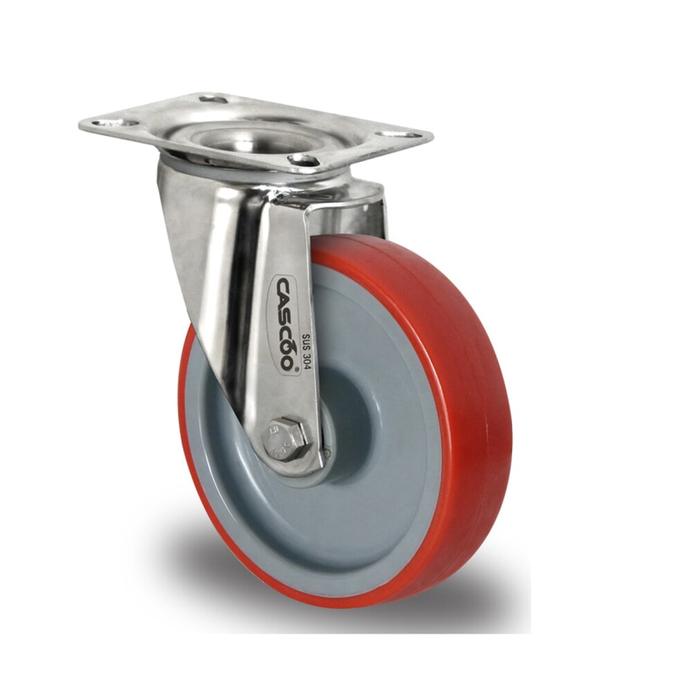 Illustration du produit: Roue directrice ø 80 mm série N2U6 Palier à rouleaux en acier inoxydable