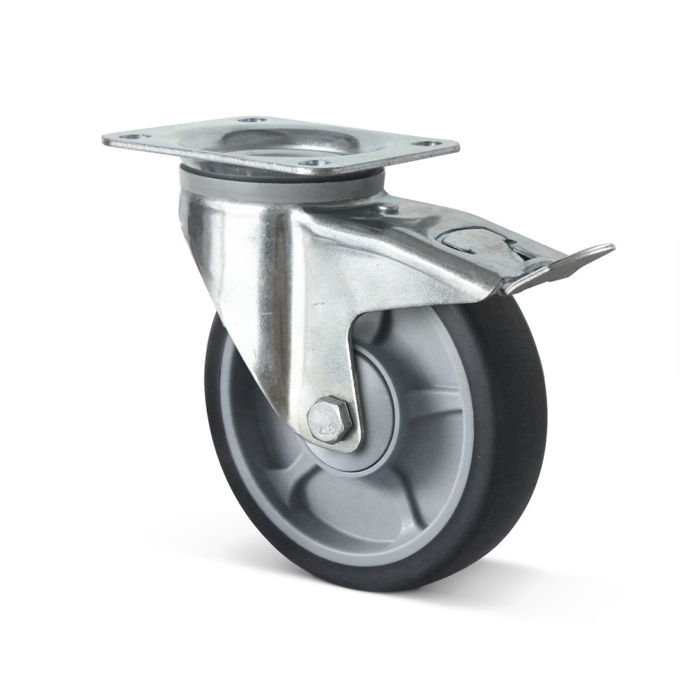 Illustration du produit: Roue directrice en TPE, dispositif de blocage inclus, non marquante, Øxl 100 x 35 mm, capacité de charge 135 kg