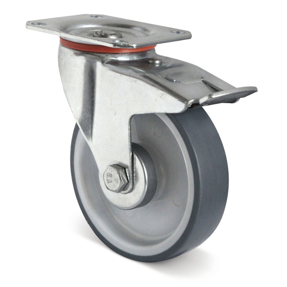 Illustration du produit: Roue directrice en TPE Basic, dispositif de blocage inclus, non marquante, Øxl 100 x 32 mm, capacité de charge 100 kg