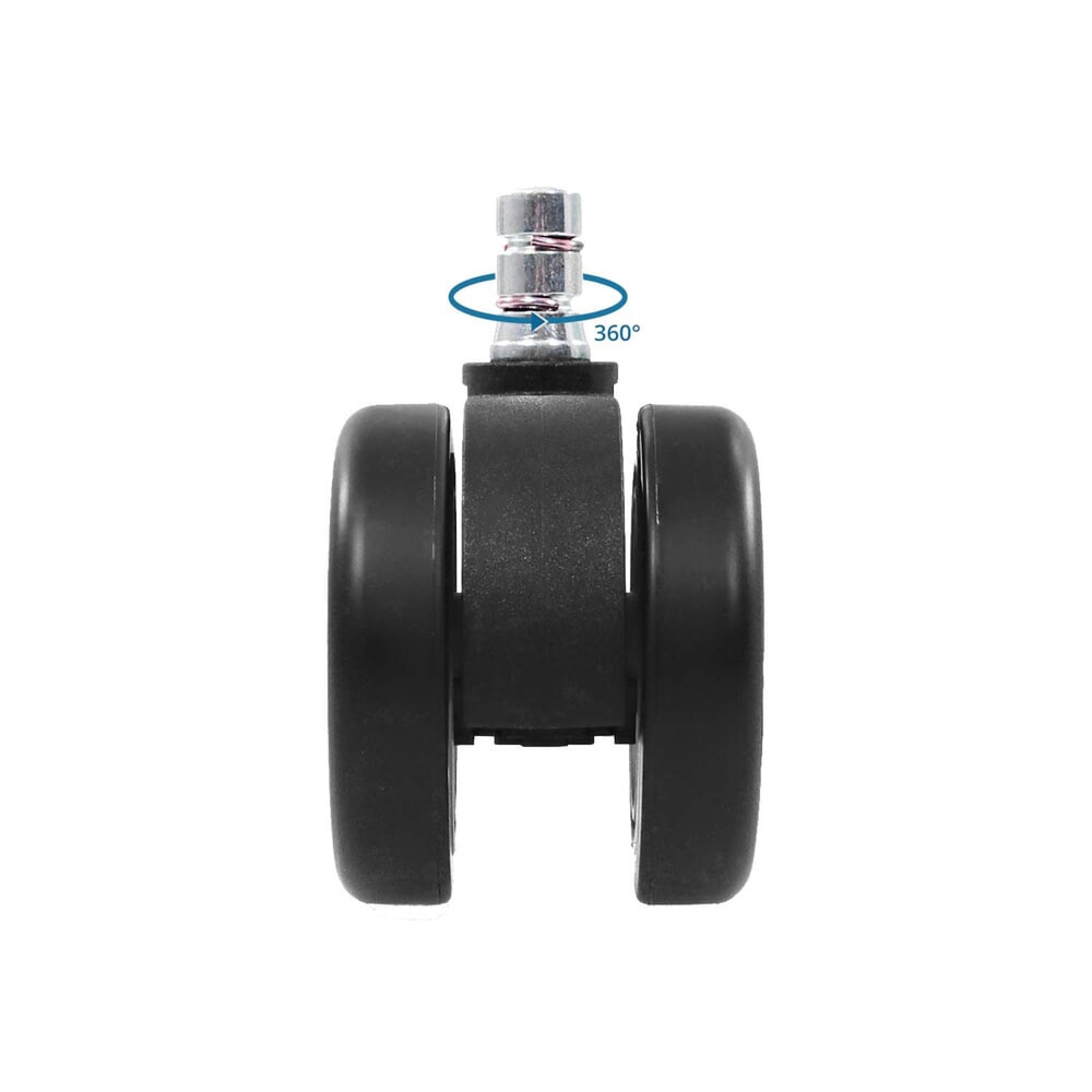 N° de l'image du produit 3 : 5x roulettes pour sols durs hjh OFFICE ROLO COLOR 60 11mm / 60mm roulettes de chaise de bureau pour sols durs (lot de 5) noir/blanc