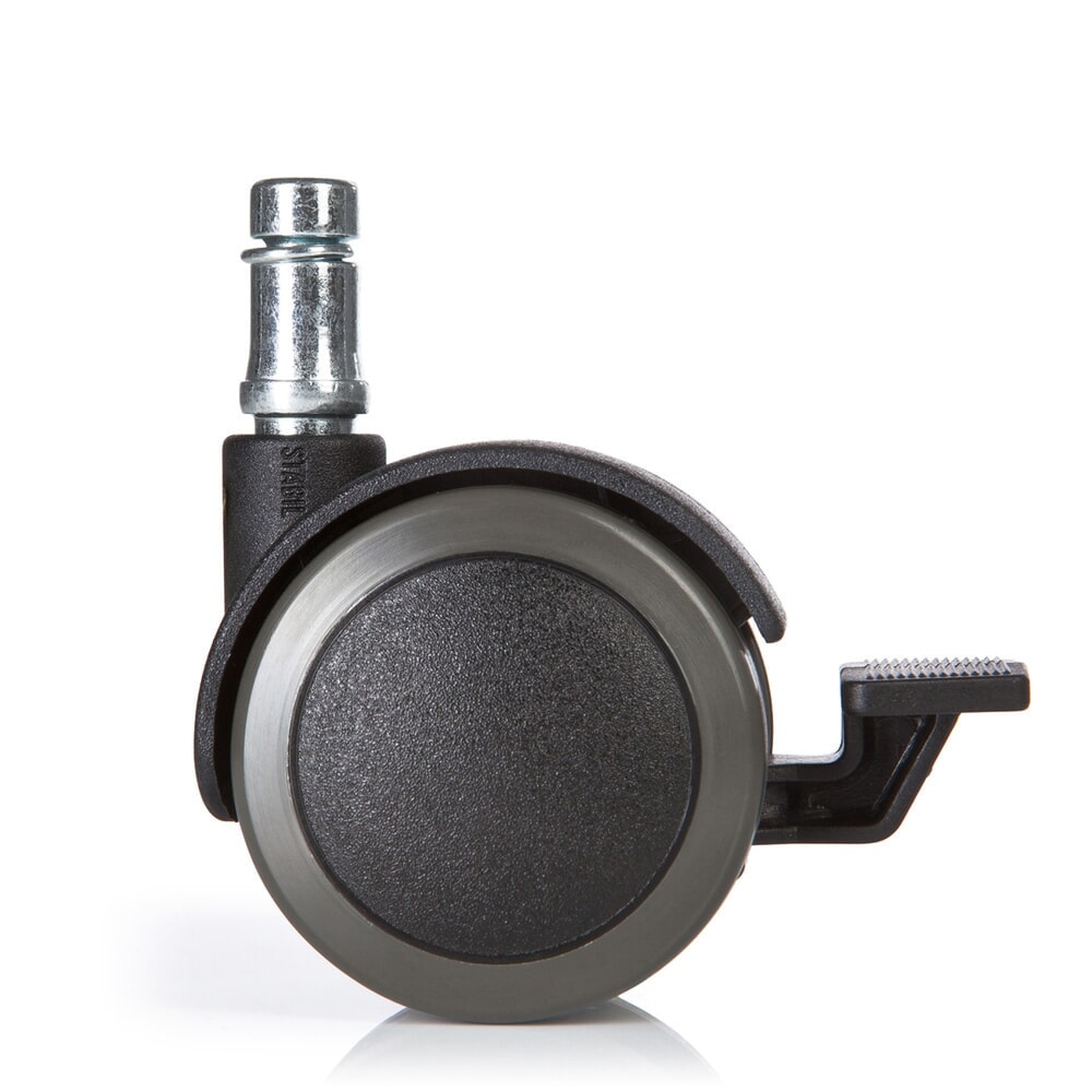 N° de l'image du produit 2 : 5x roulettes pour sols durs hjh OFFICE avec frein de stationnement ROLO STOP 11mm / 50mm, (lot de 5)