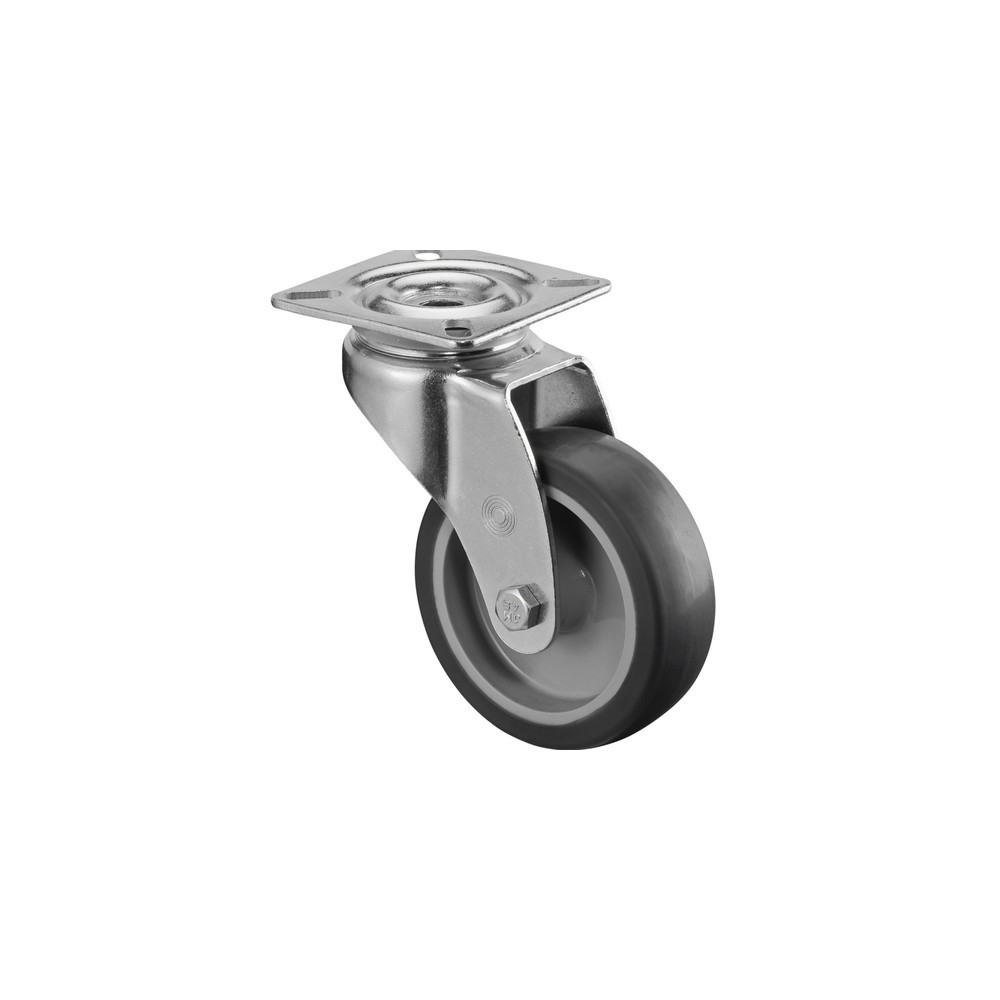 Illustration du produit: Roulette d'appareil en TPE, roue directrice, palier lisse, plaque, Ø x largeur 75 x 25 mm, capacité de charge 60 kg