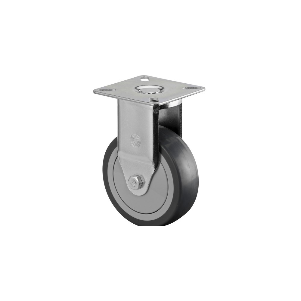 Illustration du produit: Roulette d'appareil en TPE, roue fixe, roulement à billes, plaque, Ø x largeur 75 x 25 mm, capacité de charge 60 kg