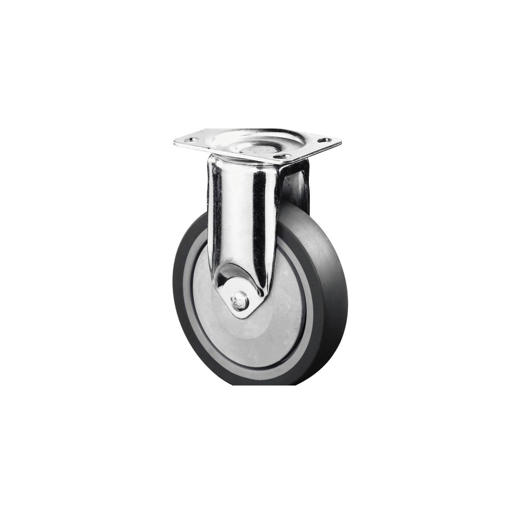 Illustration du produit: Roulette d'appareil en TPE, roue fixe, version lourde, roulement à billes, plaque, Ø x largeur 125 x 31 mm, capacité de charge 100 kg