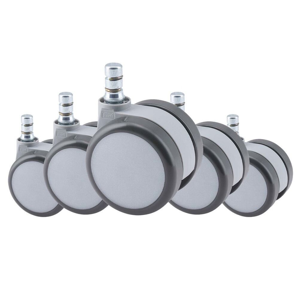 N° de l'image du produit 2 : 5x roulettes pour sols durs hjh OFFICE ROLO MOVE 60 No Noise 11mm / 60mm (lot de 5) roulettes de chaise de bureau, blanc/gris