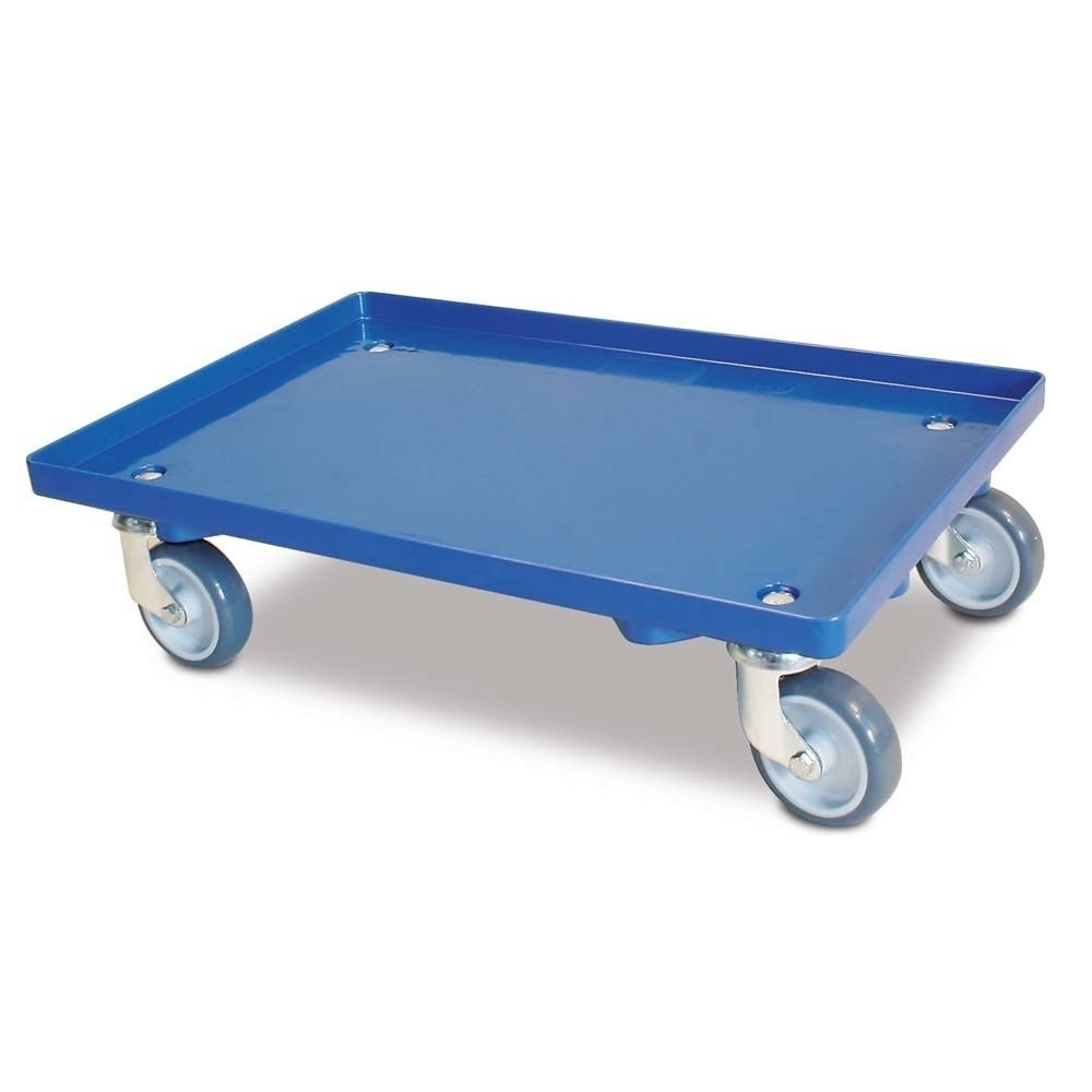 Illustration du produit: Rouleur de transport pour bacs Euro 600 x 400 mm, plateau fermé, capacité de charge 250 kg, bleu