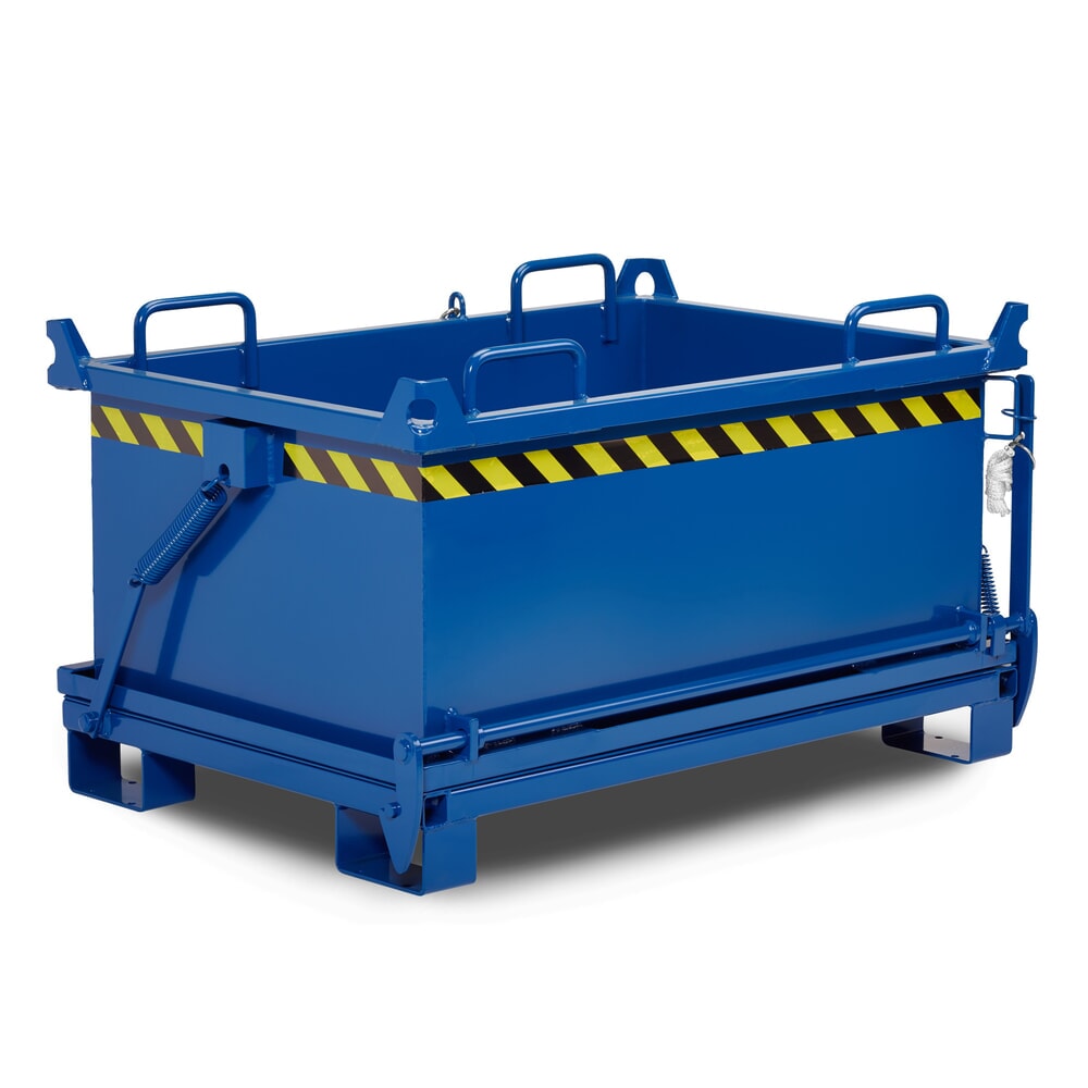 N° de l'image du produit 1 : RR-Industrietechnik® Benne à fond basculant type RBB, volume 0,5 m³, RAL 5010 bleu gentiane