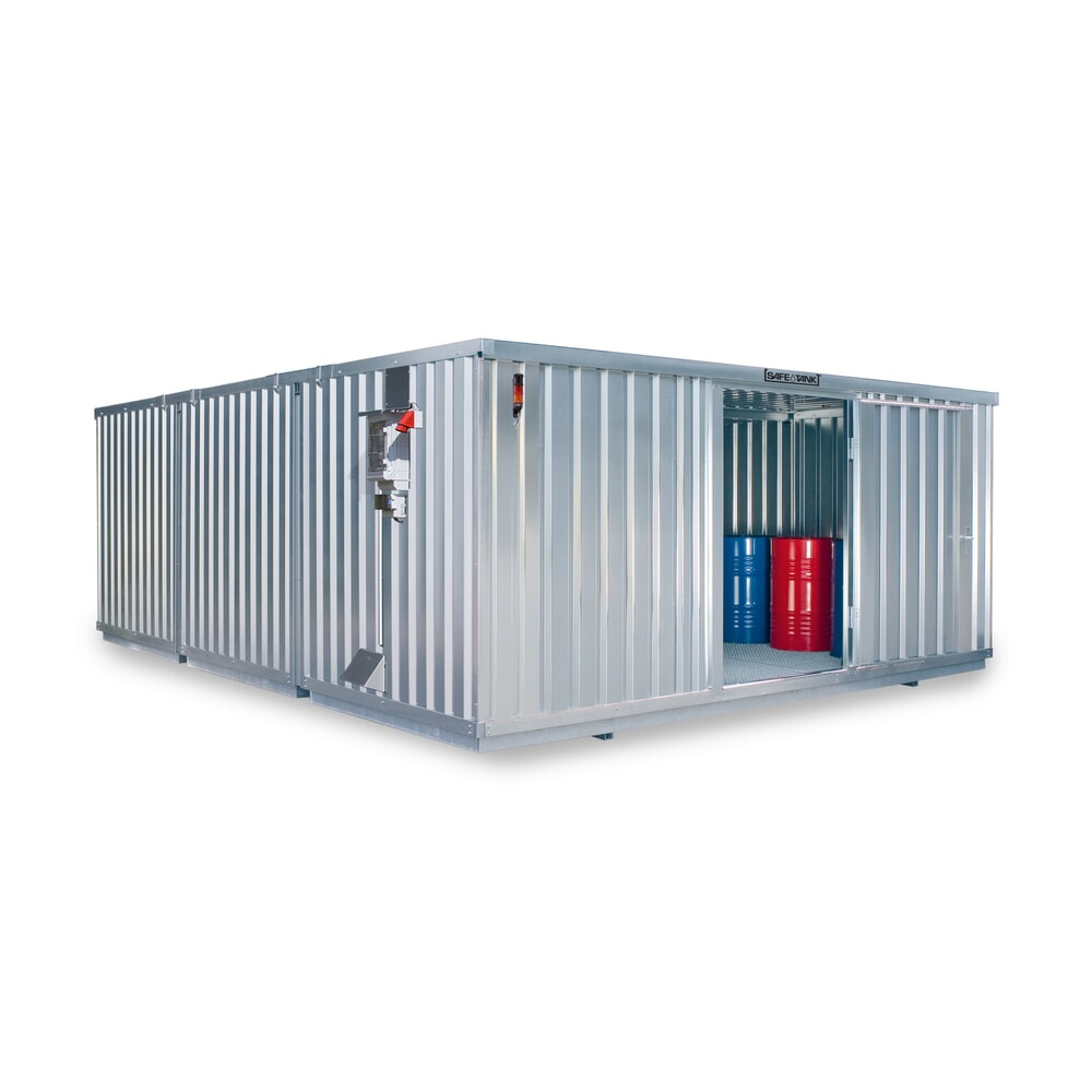 Illustration du produit: Conteneur pour substances dangereuses SAFE Tank 5000 CONTROL, dispositif antidéflagrant automatisé pour une efficacité énergétique et une sécurité maximales, dimensions extérieures 5 380x6 520x2 300 mm, porte à un battant, au milieu du