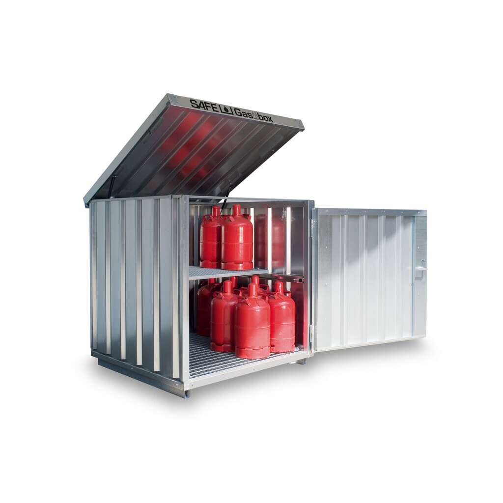 Illustration du produit: SAFE Entrepôt de bouteilles de gaz GB 2,galvanisé, monté, avec étagère grillagée, pour 14 bouteilles de gaz de 33 kg chacune