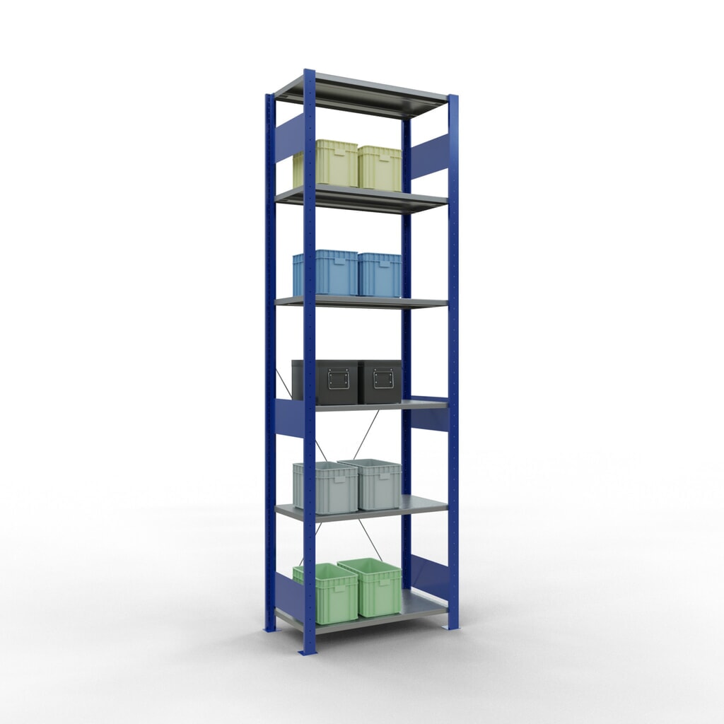 SCHULTE Rayonnage à tablettes, bleu gentiane / galvanisé, charge par tablette 150 kg, HxlxP 2 500 x 810 x 436 mm N° de l'image du produit 3 : SCHULTE Rayonnage à tablettes, bleu gentiane / galvanisé, charge par tablette 150 kg, HxlxP 2 500 x 810 x 436 mm