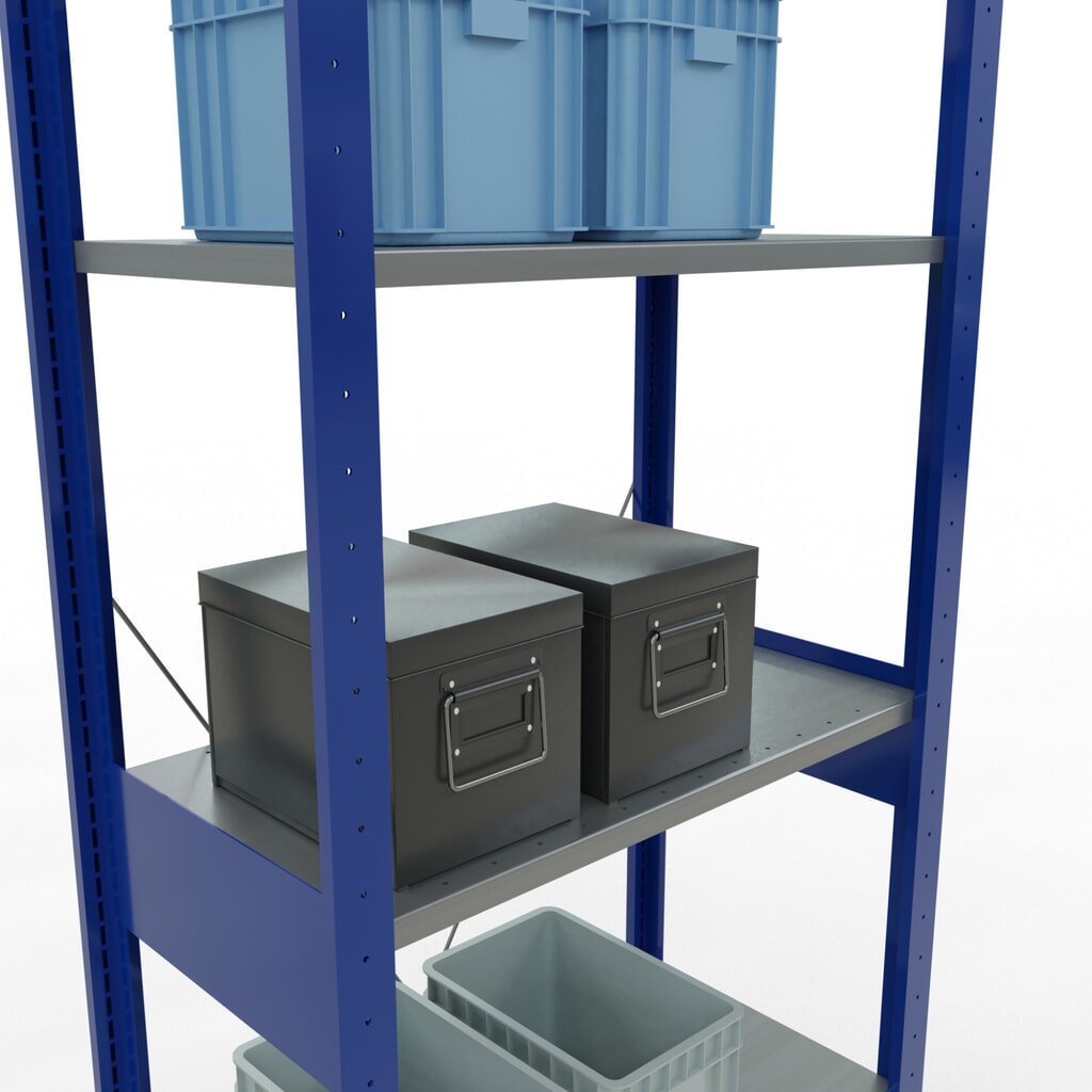 N° de l'image du produit 4 : SCHULTE Rayonnage à tablettes, bleu gentiane / galvanisé, charge par tablette 150 kg, HxlxP 2 500 x 810 x 436 mm