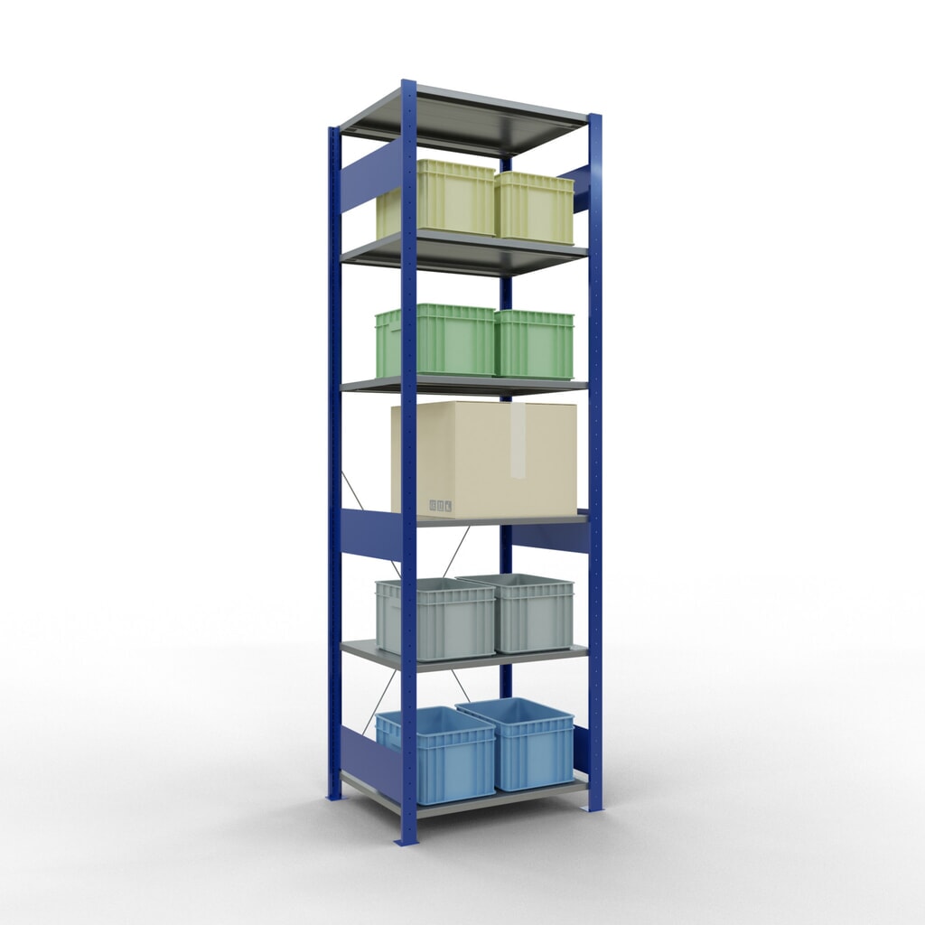 SCHULTE Rayonnage à tablettes, bleu gentiane / galvanisé, charge par tablette 150 kg, HxlxP 2 500 x 810 x 636 mm N° de l'image du produit 3 : SCHULTE Rayonnage à tablettes, bleu gentiane / galvanisé, charge par tablette 150 kg, HxlxP 2 500 x 810 x 636 mm