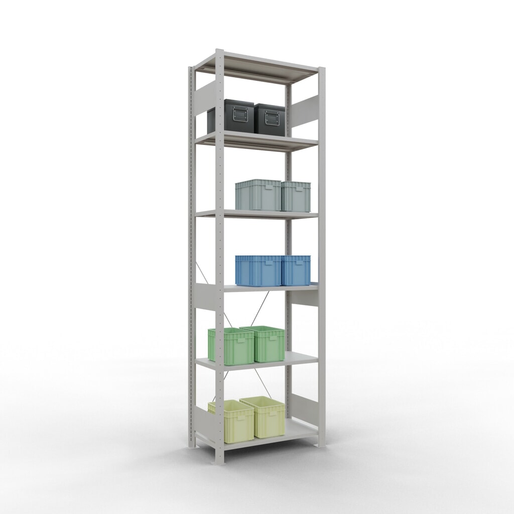 N° de l'image du produit 3 : SCHULTE Rayonnage à tablettes gris clair, charge par tablette 150 kg, HxlxP 2 500 x 810 x 436 mm