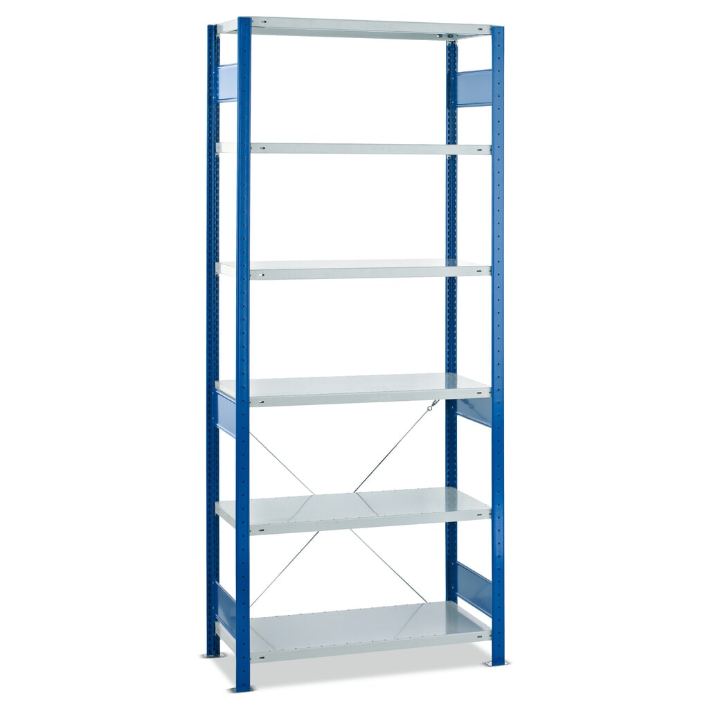 SCHULTE Rayonnage à tablettes, module de base, charge par tablette 150 kg, bleu gentiane/gris clair, HxlxP 2 000 x 750 x 500 mm Illustration du produit: SCHULTE Rayonnage à tablettes, module de base, charge par tablette 150 kg, bleu gentiane/gris clair, HxlxP 2 000 x 750 x 500 mm