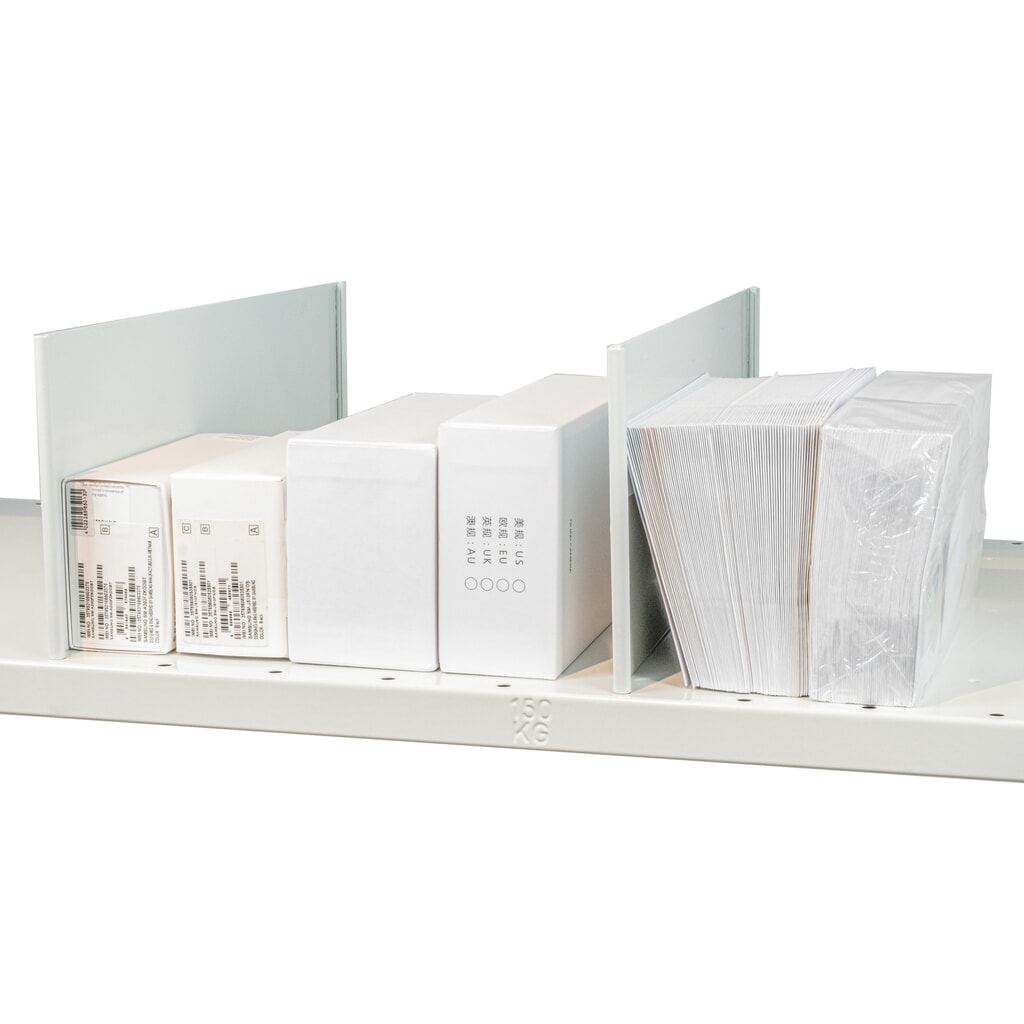 N° de l'image du produit 2 : Séparateur enfichable en tôle pour rayonnage à tablettes SCHULTE, convient pour tablette MULTIplus150, HxP 140 x 500 mm