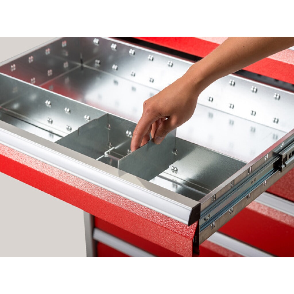 Séparation en métal Bedrunka+Hirth pour servante d'atelier Maxmobile, 2 rails de compartiment central, pour une hauteur de façade de 100 mm N° de l'image du produit 2 : Séparation en métal Bedrunka+Hirth pour servante d'atelier Maxmobile, 2 rails de compartiment central, pour une hauteur de façade de 100 mm
