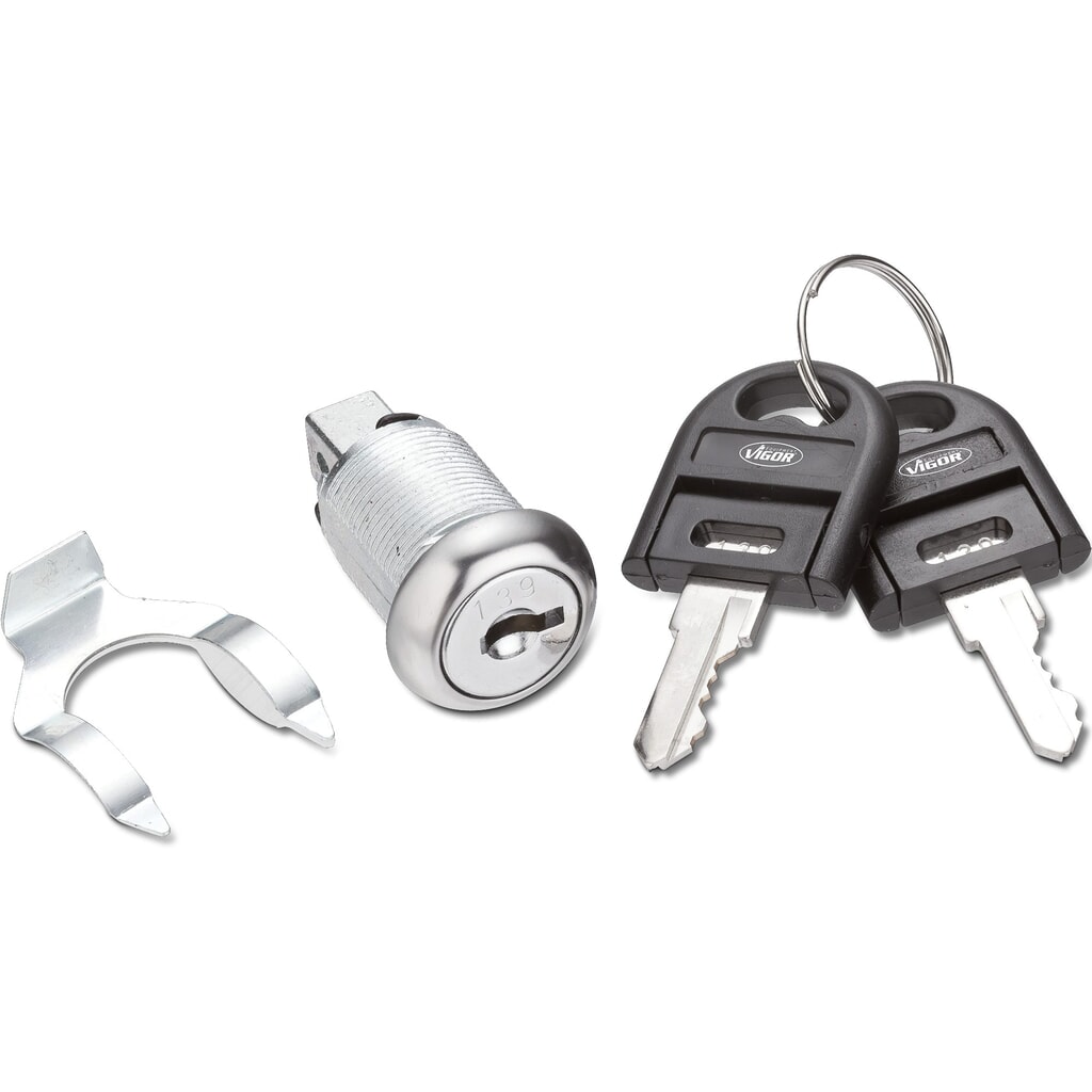Illustration du produit: Serrure pour chariots à outils et établis VIGOR®, 2 clés incluses