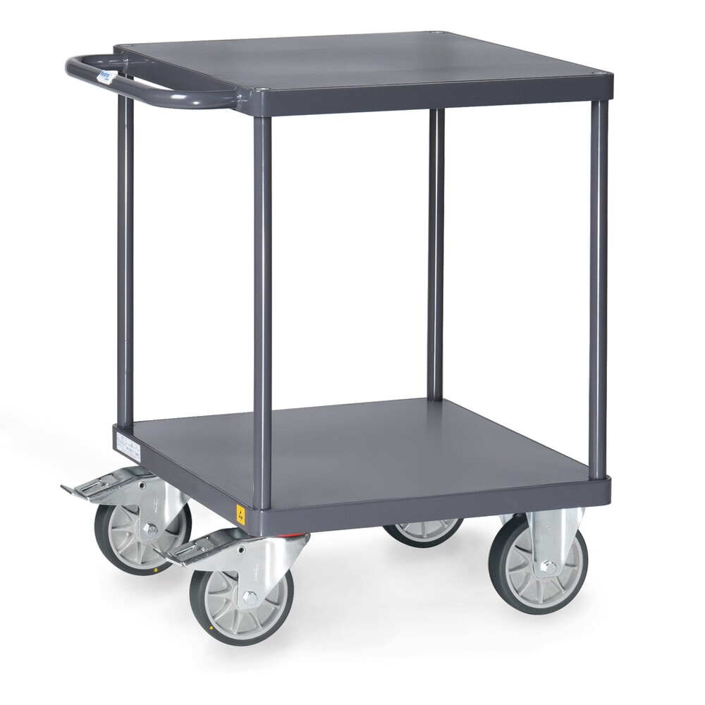 Illustration du produit: Servante et chariot de montage ESD fetra® avec tablettes en tôle d’acier de 600 x 600 mm