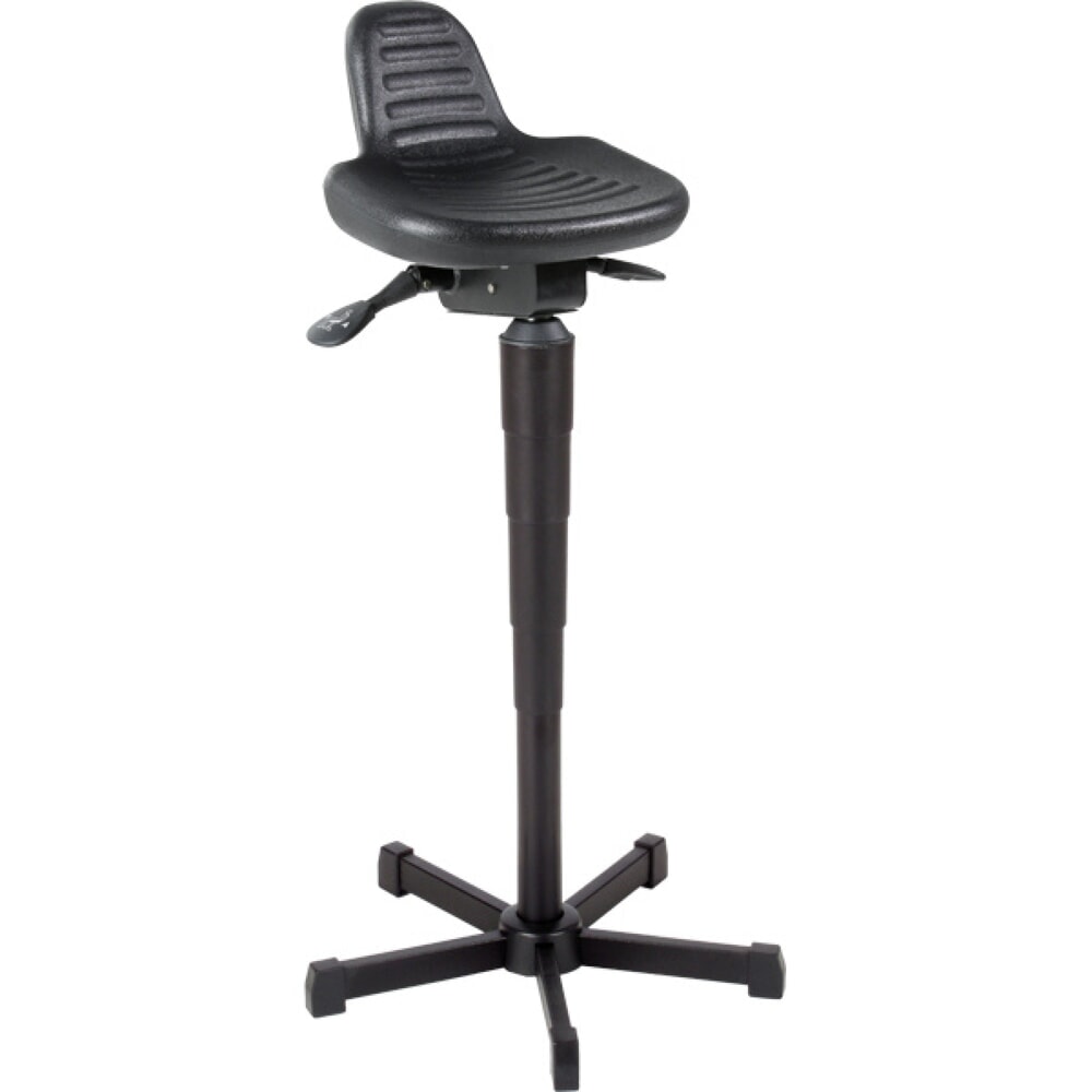 Illustration du produit: Siège assis-debout, assise en PU pivotante et inclinable, hauteur d’assise 620-890 mm, base acier, dossier court