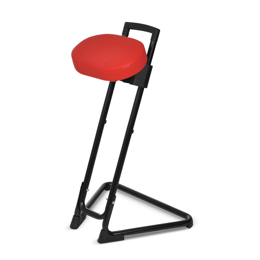 N° de l'image du produit 2 : Siège assis-debout, assise en similicuir basculante et inclinable, hauteur d’assise 600-850 mm, rouge feu/noir