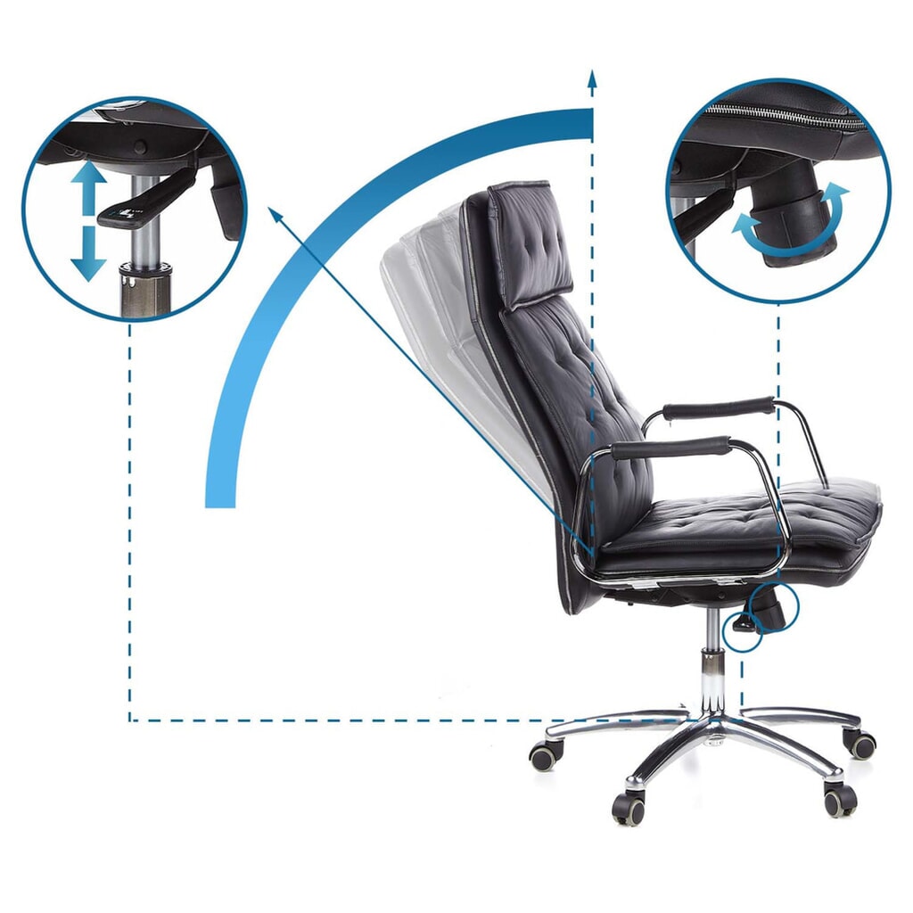 Siège de bureau / fauteuil de direction hjh OFFICE VILLA 20 cuir, noir N° de l'image du produit 12 : Siège de bureau / fauteuil de direction hjh OFFICE VILLA 20 cuir, noir