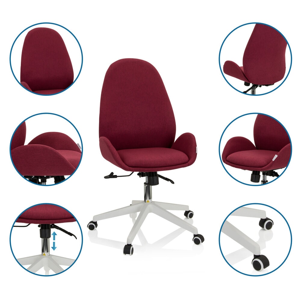 N° de l'image du produit 4 : Chaise de bureau / chaise pivotante hjh OFFICE AVEA I tissu, bordeaux