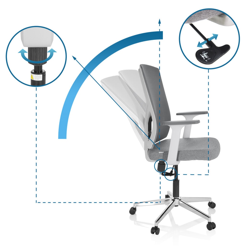 Siège de bureau / siège pivotant hjh OFFICE BRETON BASE W tissu/maille, gris N° de l'image du produit 11 : Siège de bureau / siège pivotant hjh OFFICE BRETON BASE W tissu/maille, gris