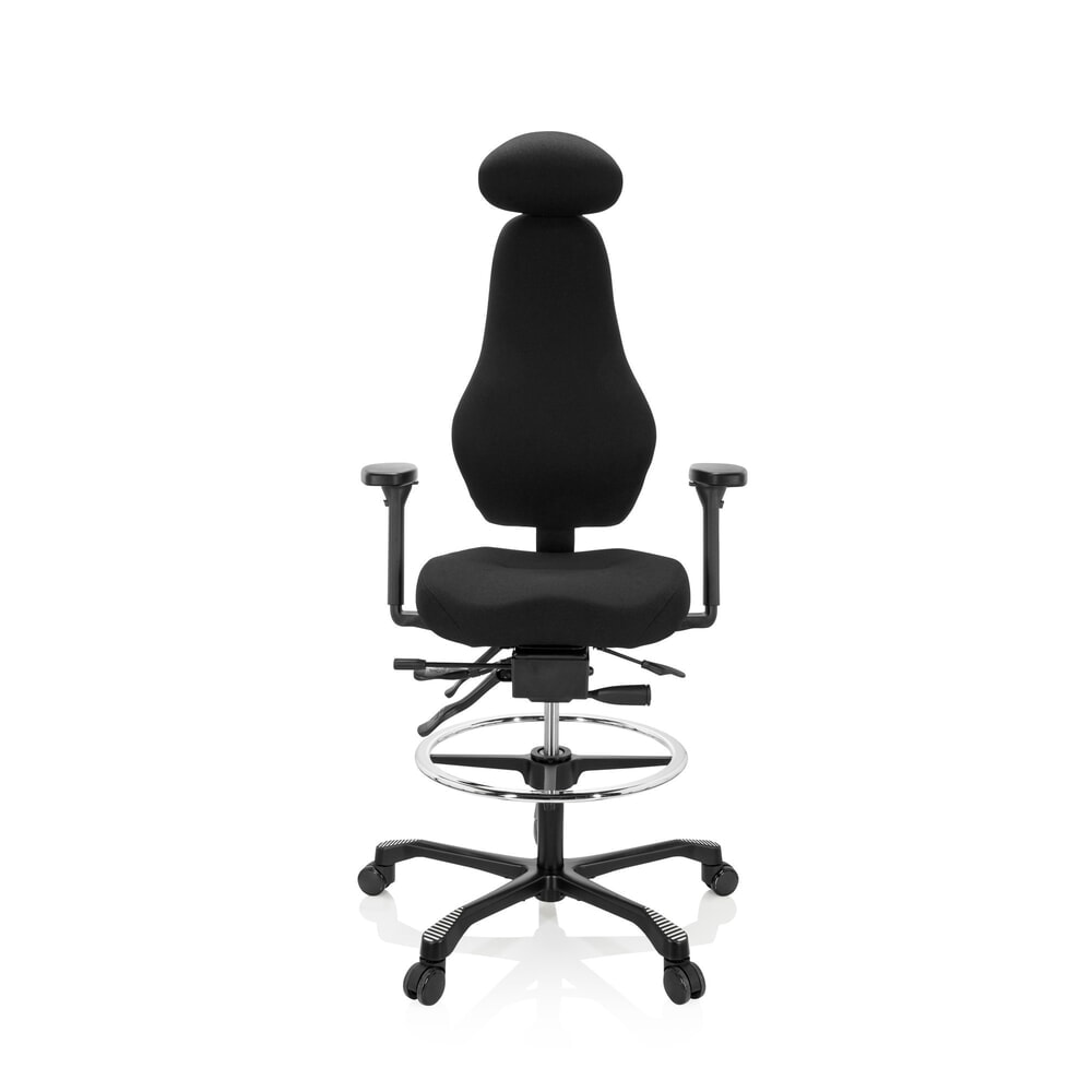N° de l'image du produit 1 : Siège de travail / siège de comptoir hjh OFFICE RESISTIO WORK tissu, noir