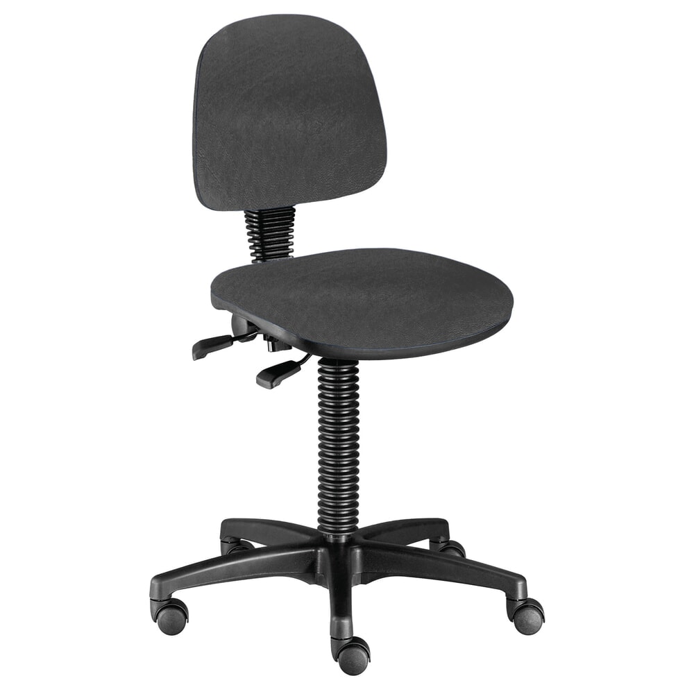N° de l'image du produit 1 : Siège de travail pivotant BM Industrie, similicuir, hauteur d’assise 480-650 mm, roulettes, gris