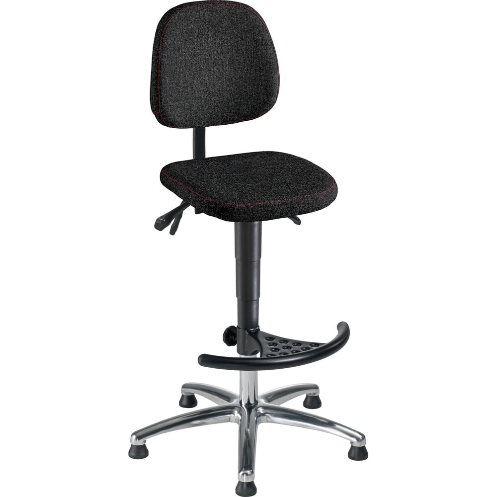 Illustration du produit: Siège de travail pivotant High-Level II, hauteur d'assise 615 à 885 mm, base acier chromé, patins, repose-pieds