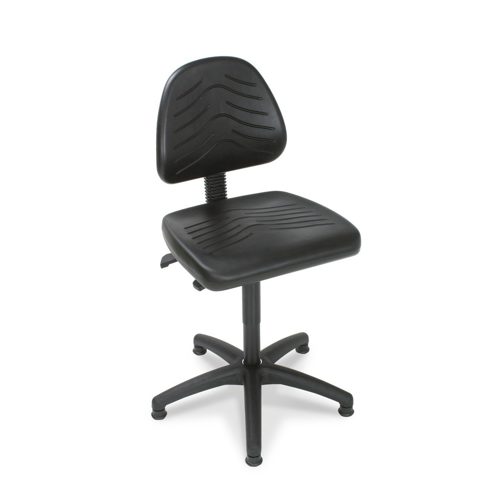 N° de l'image du produit 1 : Chaise de travail pivotante Universal, hauteur d’assise 450-640 mm, base plastique, patins, similicuir, noire