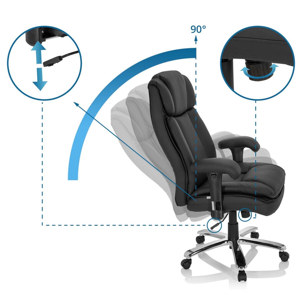 N° de l'image du produit 10 : Siège pour personne forte / siège de bureau hjh OFFICE BUILDER XXL I PU similicuir, noir