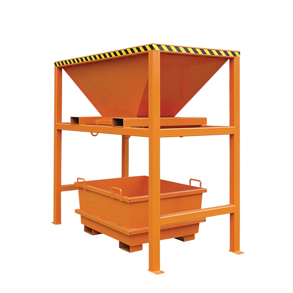 Silo de transfert avec entrées de fourche, bâti-support, RAL 2004 orange pur Illustration du produit: Silo de transfert avec entrées de fourche, bâti-support, RAL 2004 orange pur