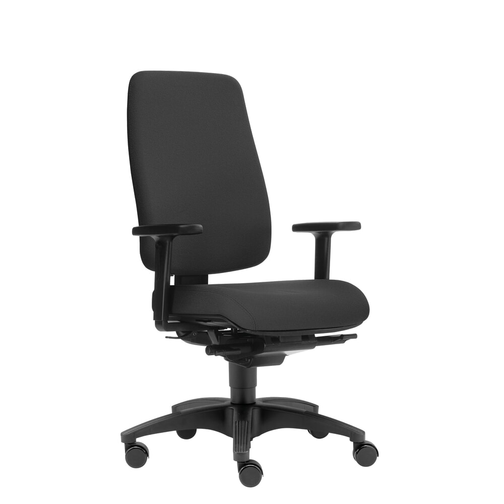 Illustration du produit: Chaise de bureau SITWELL STEIFENSAND Spirit, appui lombaire réglable en profondeur, piètement en croix en plastique , polyester, noir