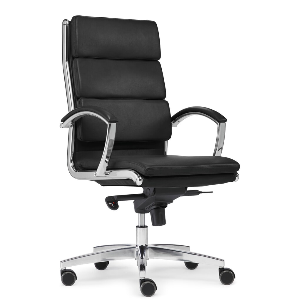 Chaise de bureau SITWELL STEIFENSAND design Dream, piètement en croix en aluminium, cuir reconstitué durable, capacité de charge 125 kg, noir N° de l'image du produit 2 : Chaise de bureau SITWELL STEIFENSAND design Dream, piètement en croix en aluminium, cuir reconstitué durable, capacité de charge 125 kg, noir