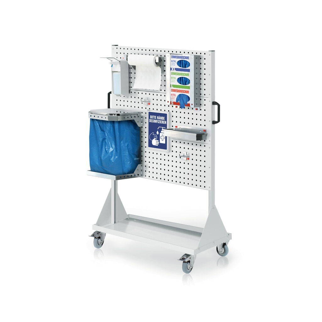 Kappes RasterPlan® Station d’hygiène, cloison mobile, 3 plaques perforées, HxlxP 1 580 x 1 000 x 500 mm, modèle 1 Illustration du produit: Kappes RasterPlan® Station d’hygiène, cloison mobile, 3 plaques perforées, HxlxP 1 580 x 1 000 x 500 mm, modèle 1