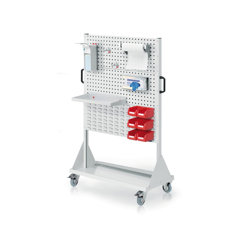Kappes RasterPlan® Station d’hygiène, cloison mobile, 2 plaques perforées, HxlxP 1 580 x 1 000 x 500 mm, modèle 4 Illustration du produit: Kappes RasterPlan® Station d’hygiène, cloison mobile, 2 plaques perforées, HxlxP 1 580 x 1 000 x 500 mm, modèle 4