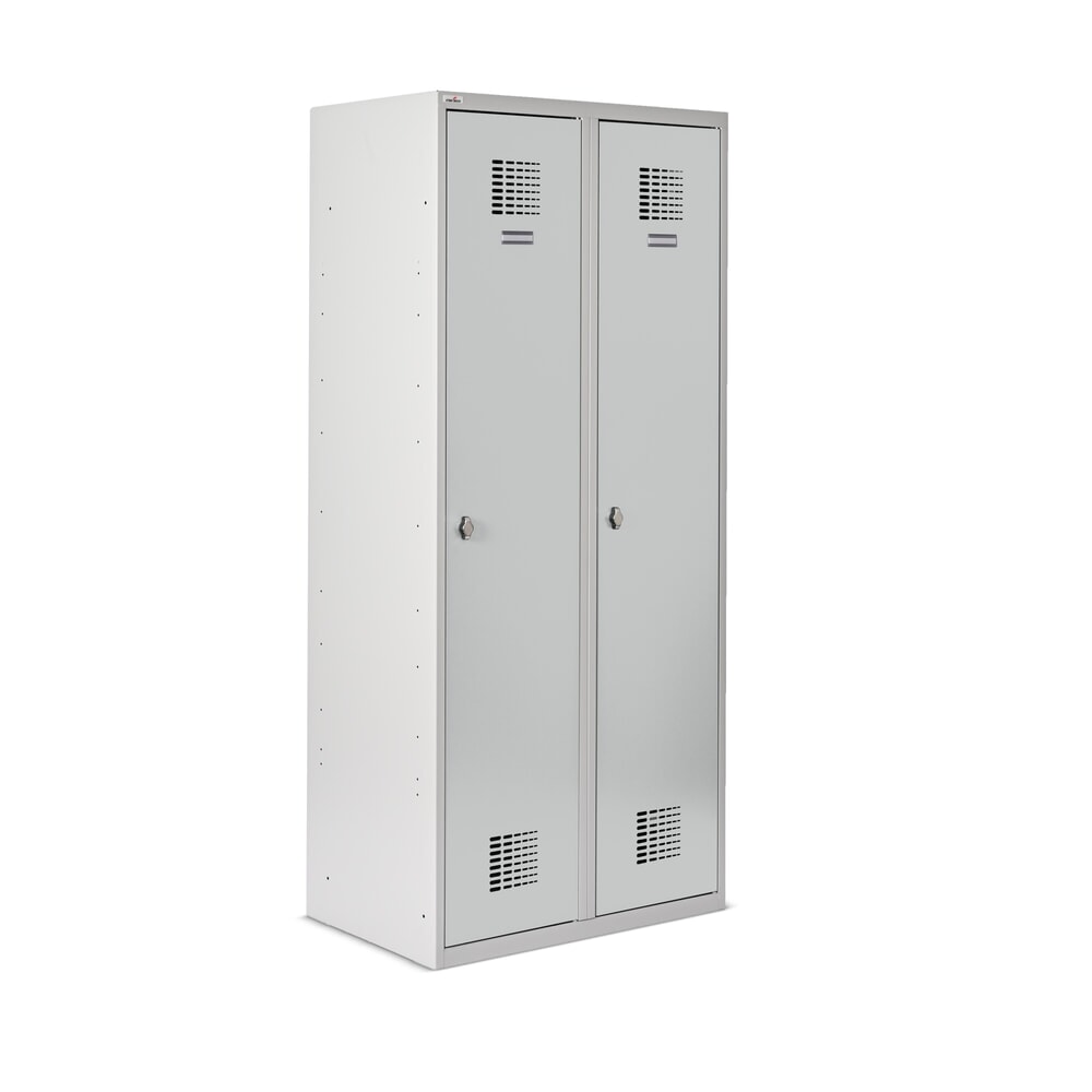 N° de l'image du produit 7 : Casier double au sol Steinbock®, 2 compartiments, paroi de séparation centrale, fermeture à pêne tournant, HxlxP 1 800 x 800 x 500 mm, gris clair / gris clair