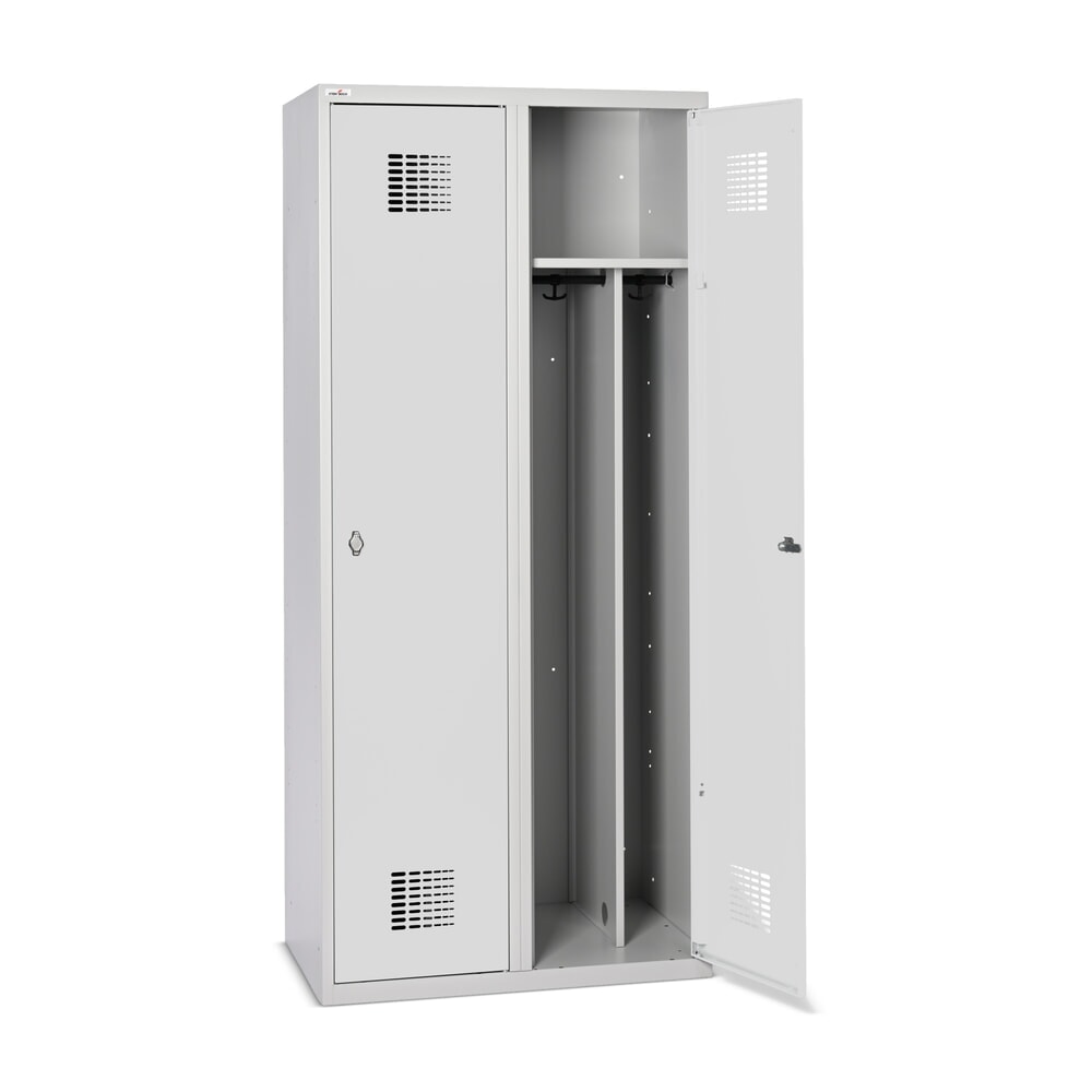 N° de l'image du produit 9 : Casier double au sol Steinbock®, 2 compartiments, paroi de séparation centrale, fermeture à pêne tournant, HxlxP 1 800 x 800 x 500 mm, gris clair / gris clair