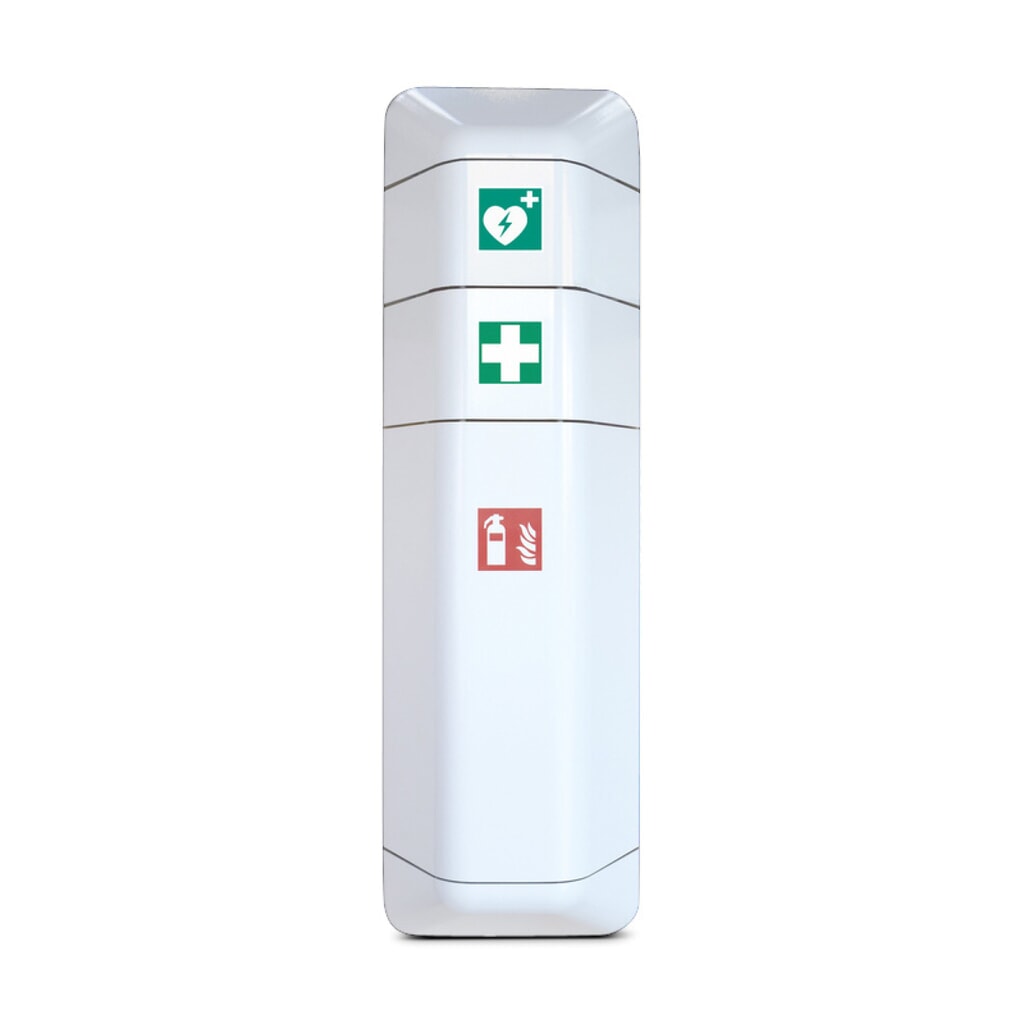 Support de défibrillateur pour armoire de stockage d’extincteur, blanche Illustration du produit: Support de défibrillateur pour armoire de stockage d’extincteur, blanche
