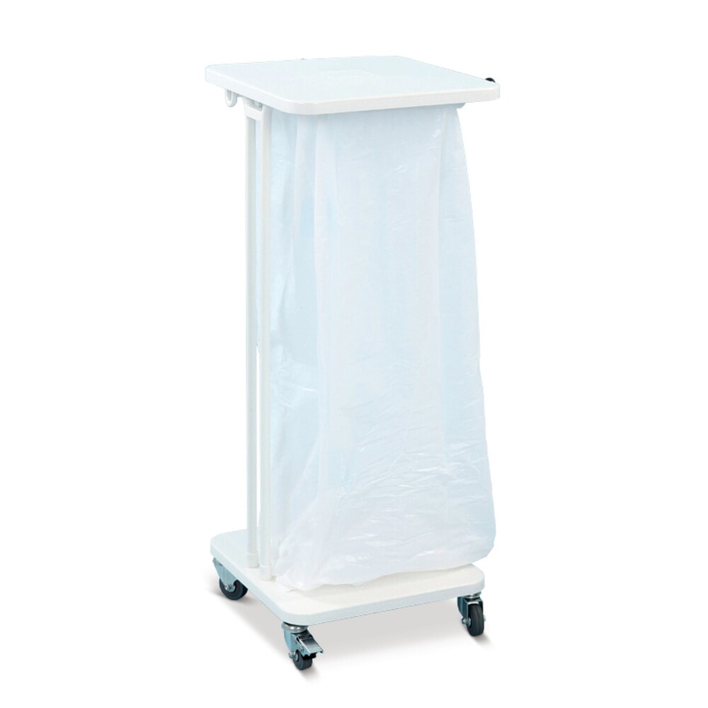 Illustration du produit: Support pour sac poubelle Premium 40 litres, avec roulettes, ouvert