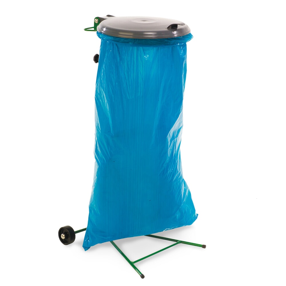 Illustration du produit: RENNER Support pour sac poubelle spécial pour sacs de 70 et 120 litres, avec 2 roues en plastique, galvanisé à chaud
