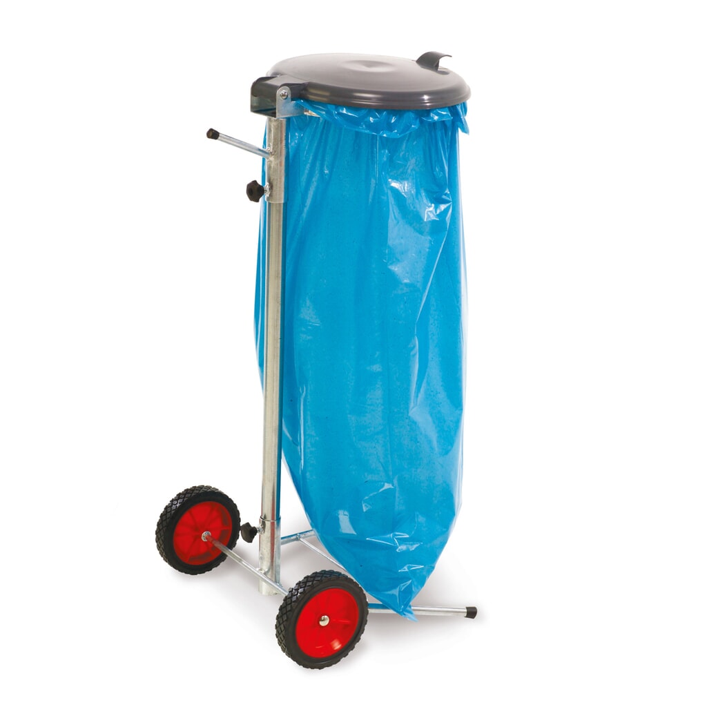 RENNER Support pour sac poubelle spécial pour sacs de 70 et 120 litres, avec 2 roues extra-grandes, galvanisé à chaud Illustration du produit: RENNER Support pour sac poubelle spécial pour sacs de 70 et 120 litres, avec 2 roues extra-grandes, galvanisé à chaud